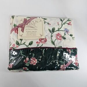 Vtg Allyson Kent TWIN FLAT Sheet Chelsea Cottage Core Floral Ruffle Farmhouse